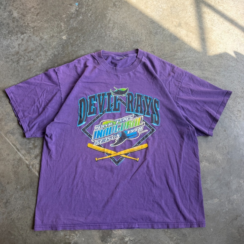 Vintage 1998 RARE Tampa Bay Devil Rays Inaugural Season Roster Graphic Shirt 2XL